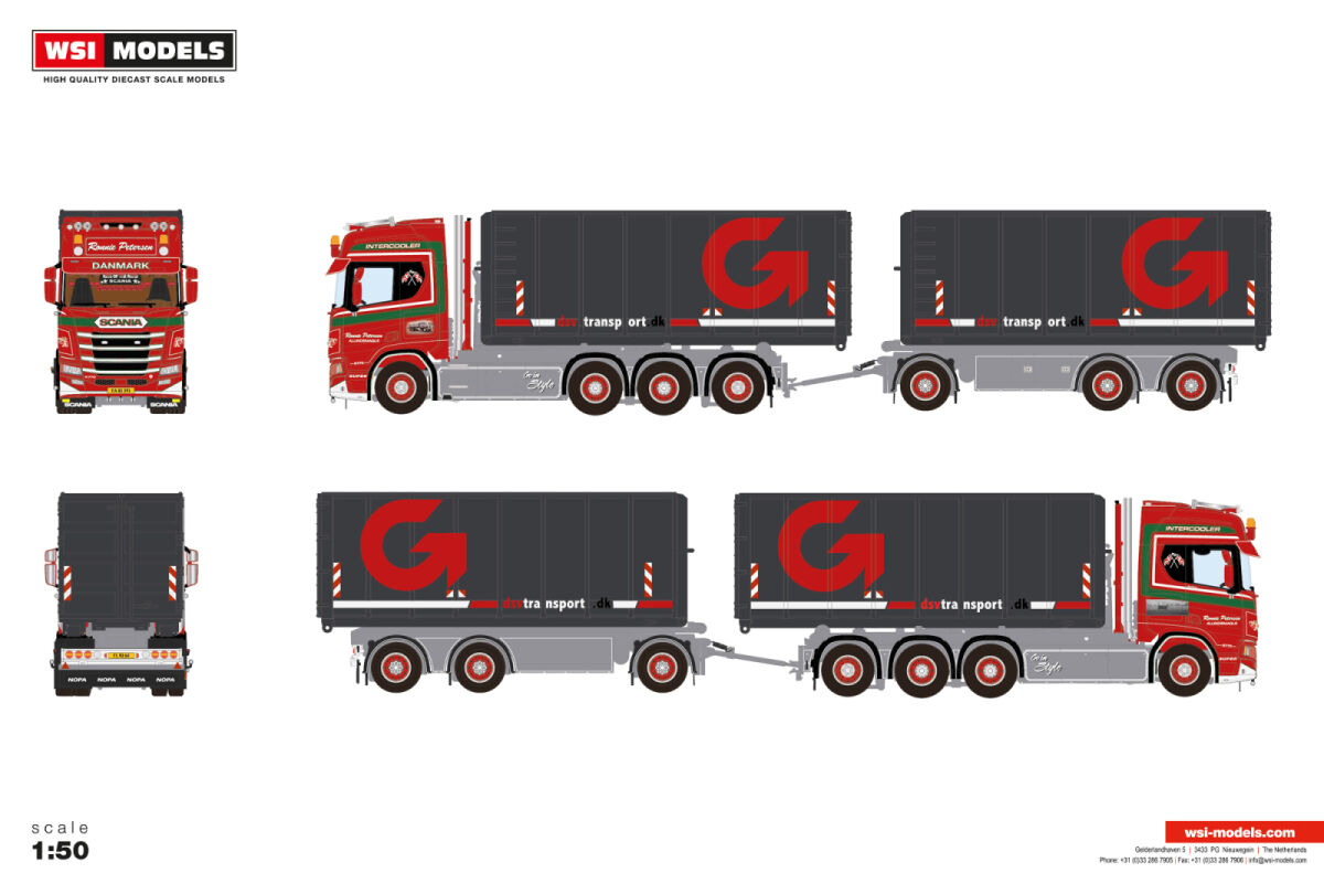 01-3431 Scania 1:50, R HIGHLINE | CR20H 6X2, WSI, De Vries Hallum 01-3431 Scania 1:50, R HIGHLINE | CR20H 6X2, WSI, De Vries Hallum