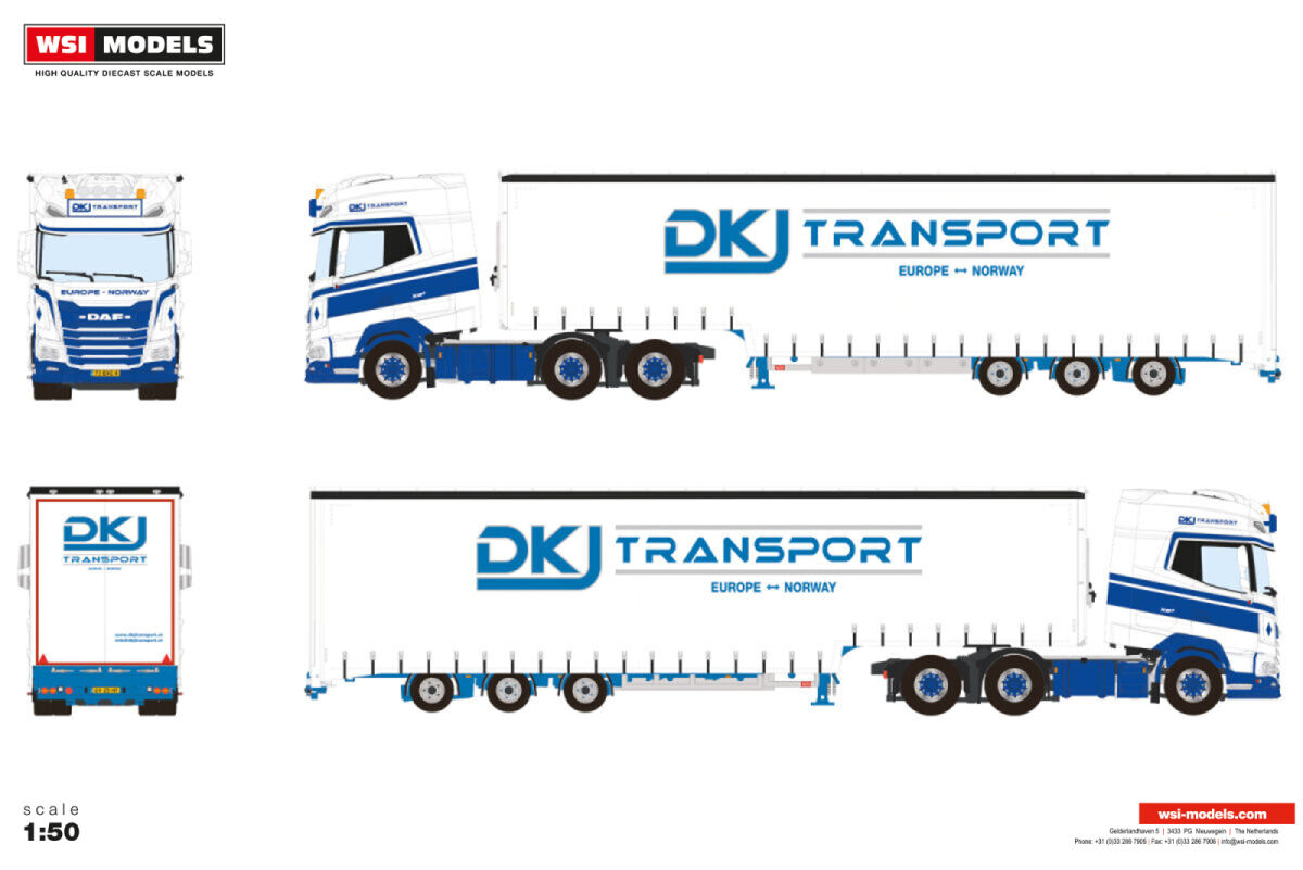 安い購入 DKJ Transport; Models WSI | SEMI AXLE TAG 6X2 XG+ DAF モデルカー